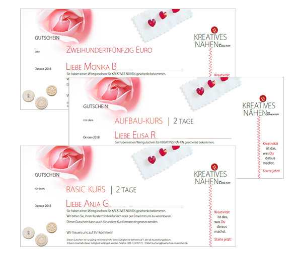 Nähschule München: Gutscheine für Nähkurse verschenken